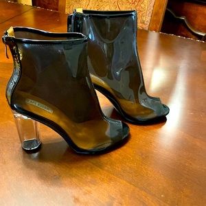 Open Toe Black/Clear Ankle Boot, New Without Tags with Box